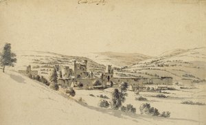 Caerphilly Castle (penn, blekk og vask på papir)